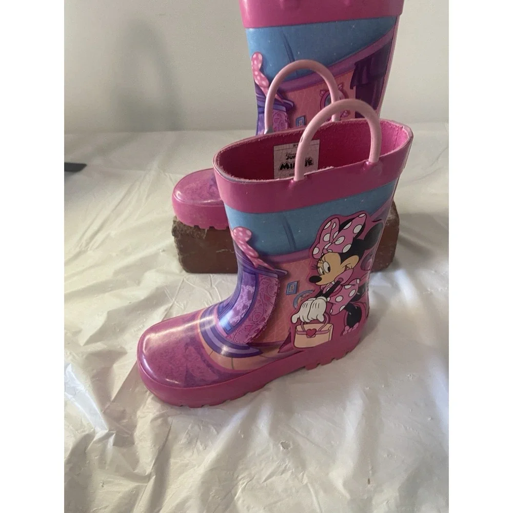 Girls Disney Junior Minnie Rubber Rain Boots-Size 9/10 Kids-Super‎ Cute